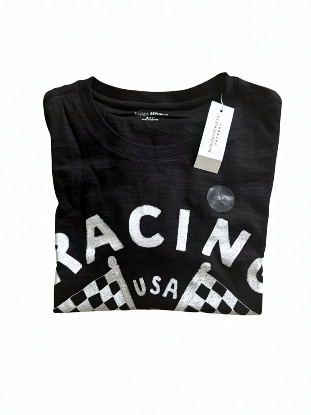 Banana Republic Black Graphic Racing Tee NWT - Picture 2 of 4